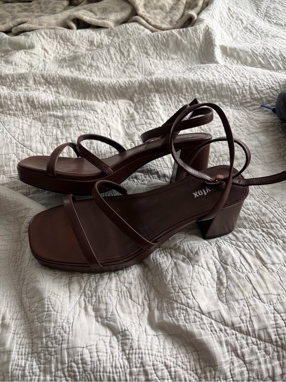 Women's Brown Strappy Block Heel Sandals